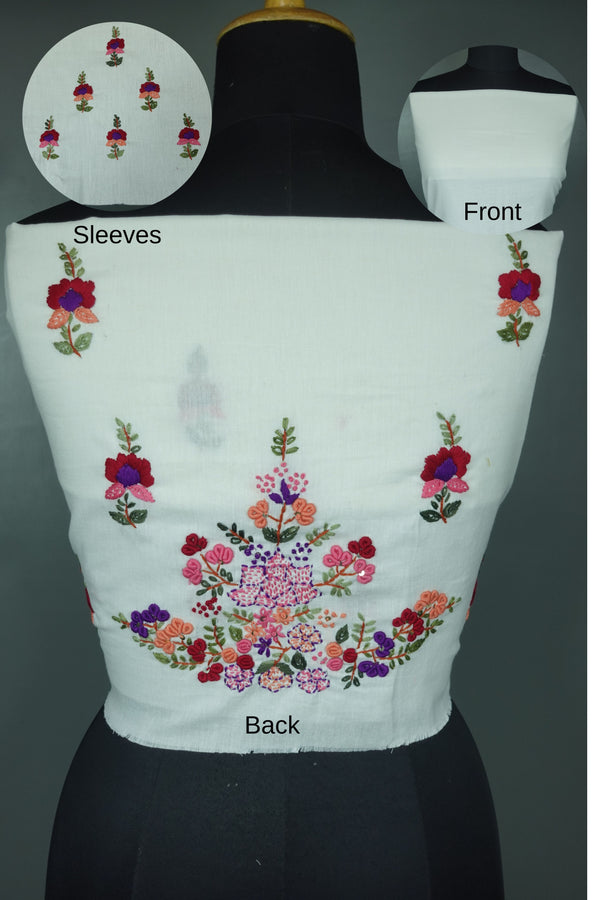 Hand Embroidery Cotton Blouse Material | OS417