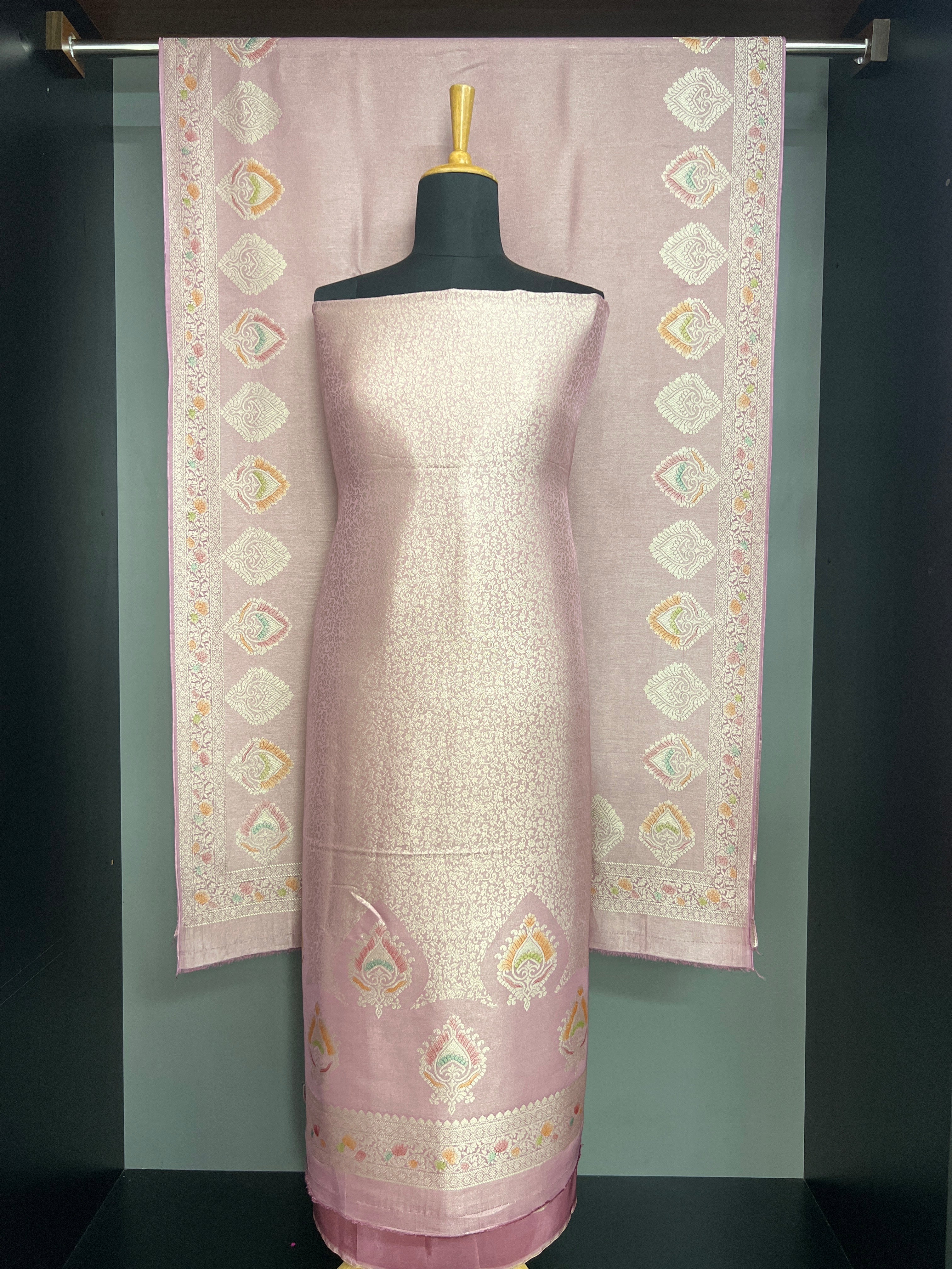 Brocade Pattern Semi Kathan Salwar Set | EG157