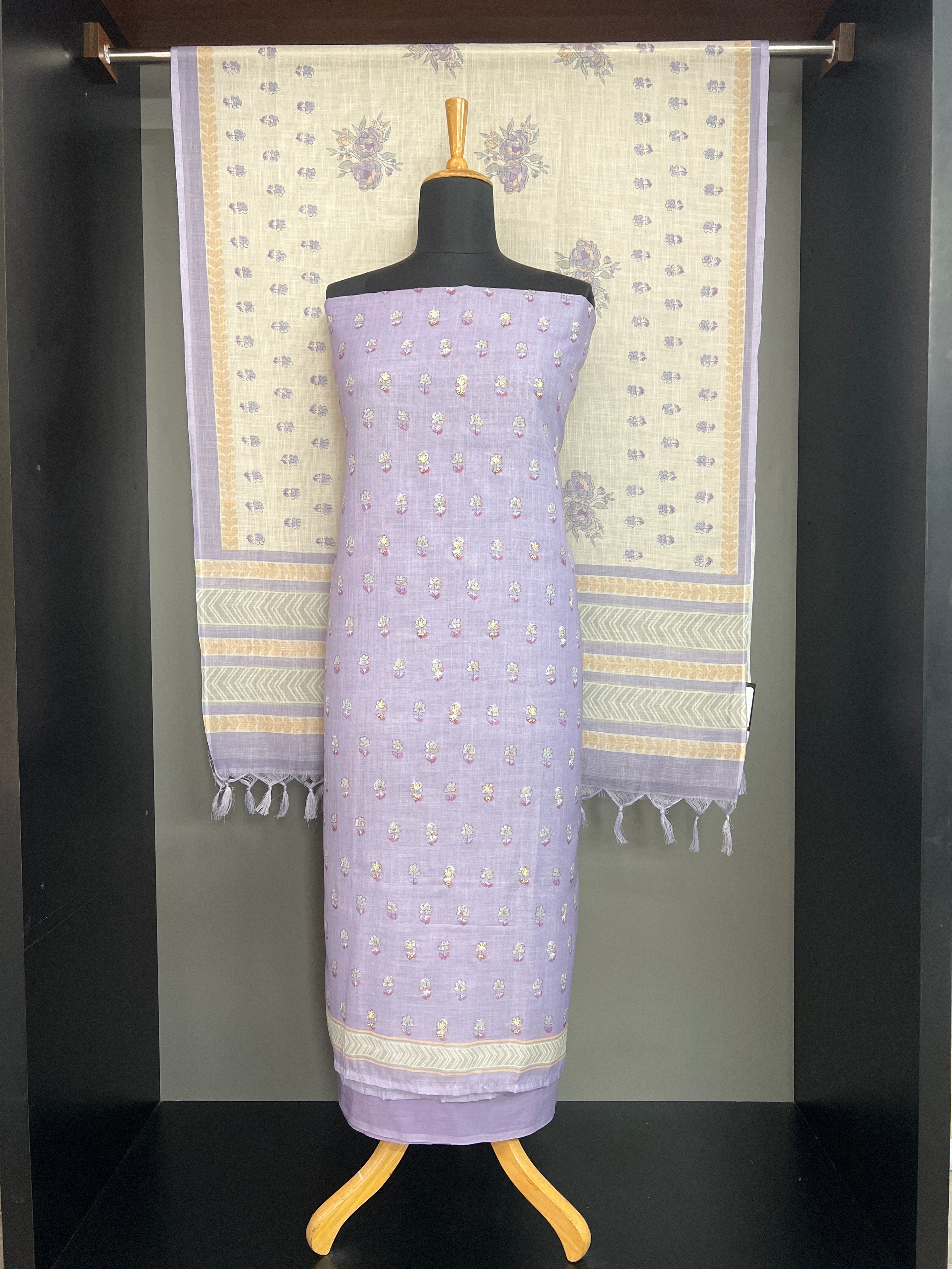 Sublimation Printed Pattern slub Linen Salwar Set | MF267