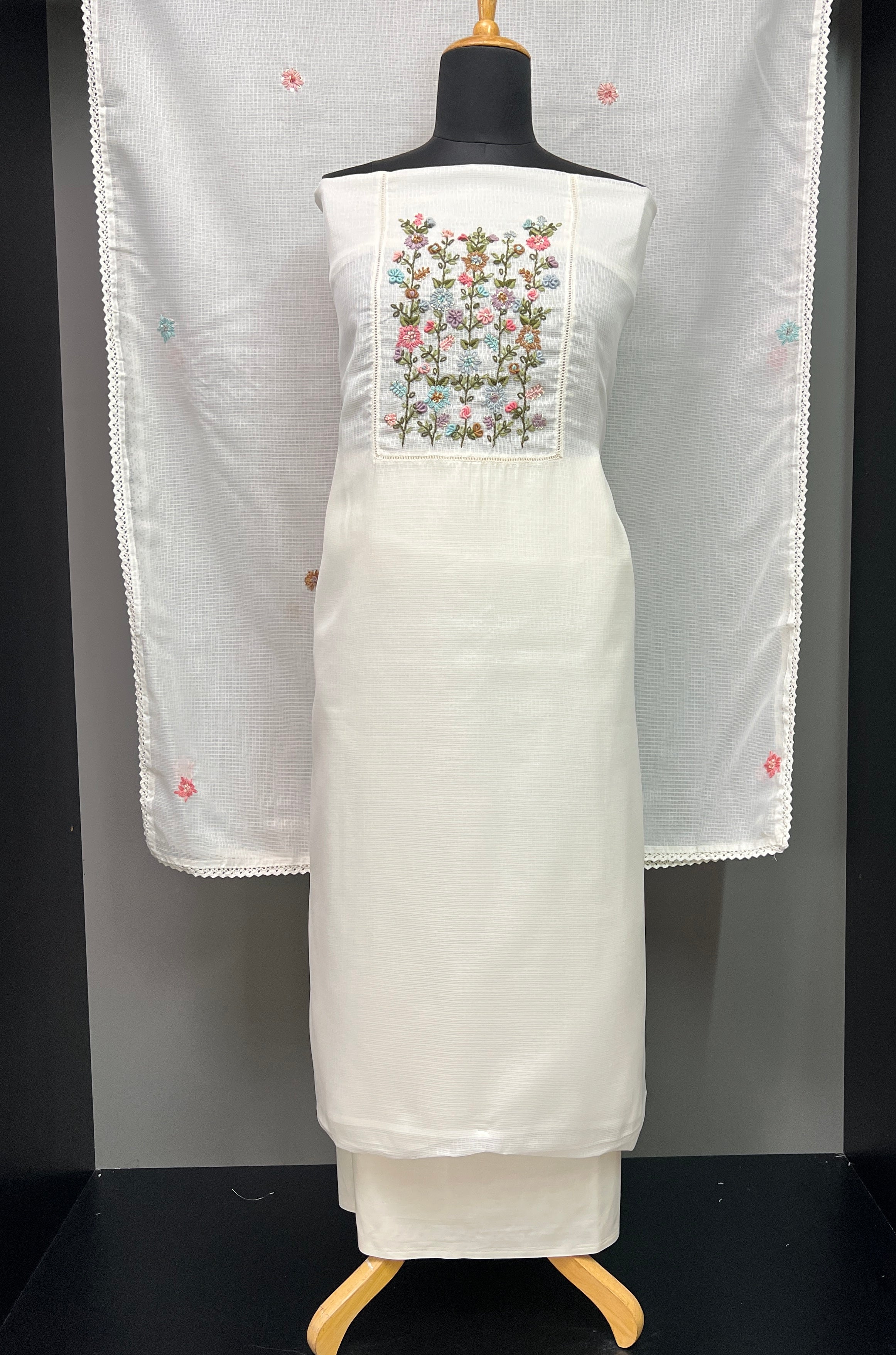 Yoke Hand Embroidery Kota Salwar Set | BLD909