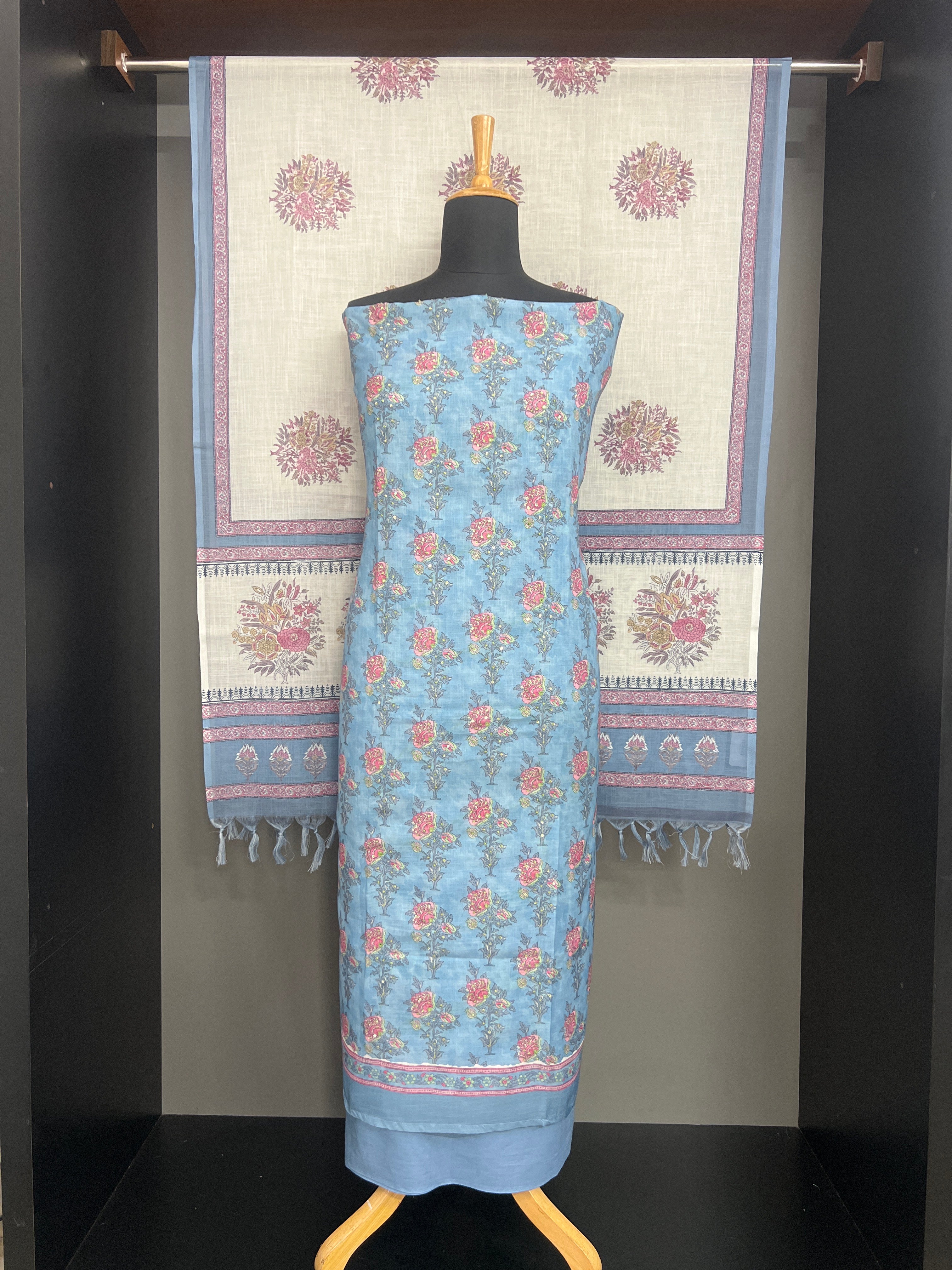 Floral Pattern Linen Cotton Salwar Set | MF276