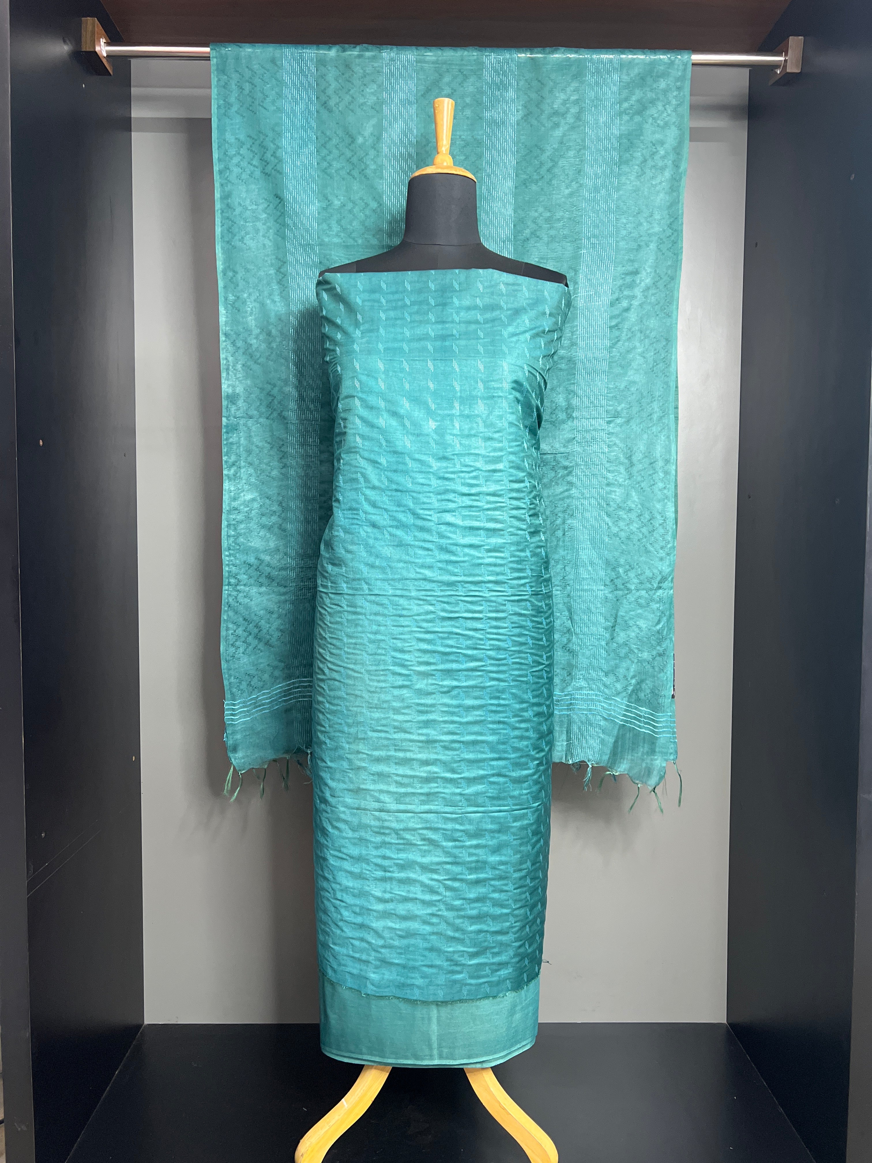 Self Woven Pattern Bhagalpuri Linen Salwar Set | NHH629