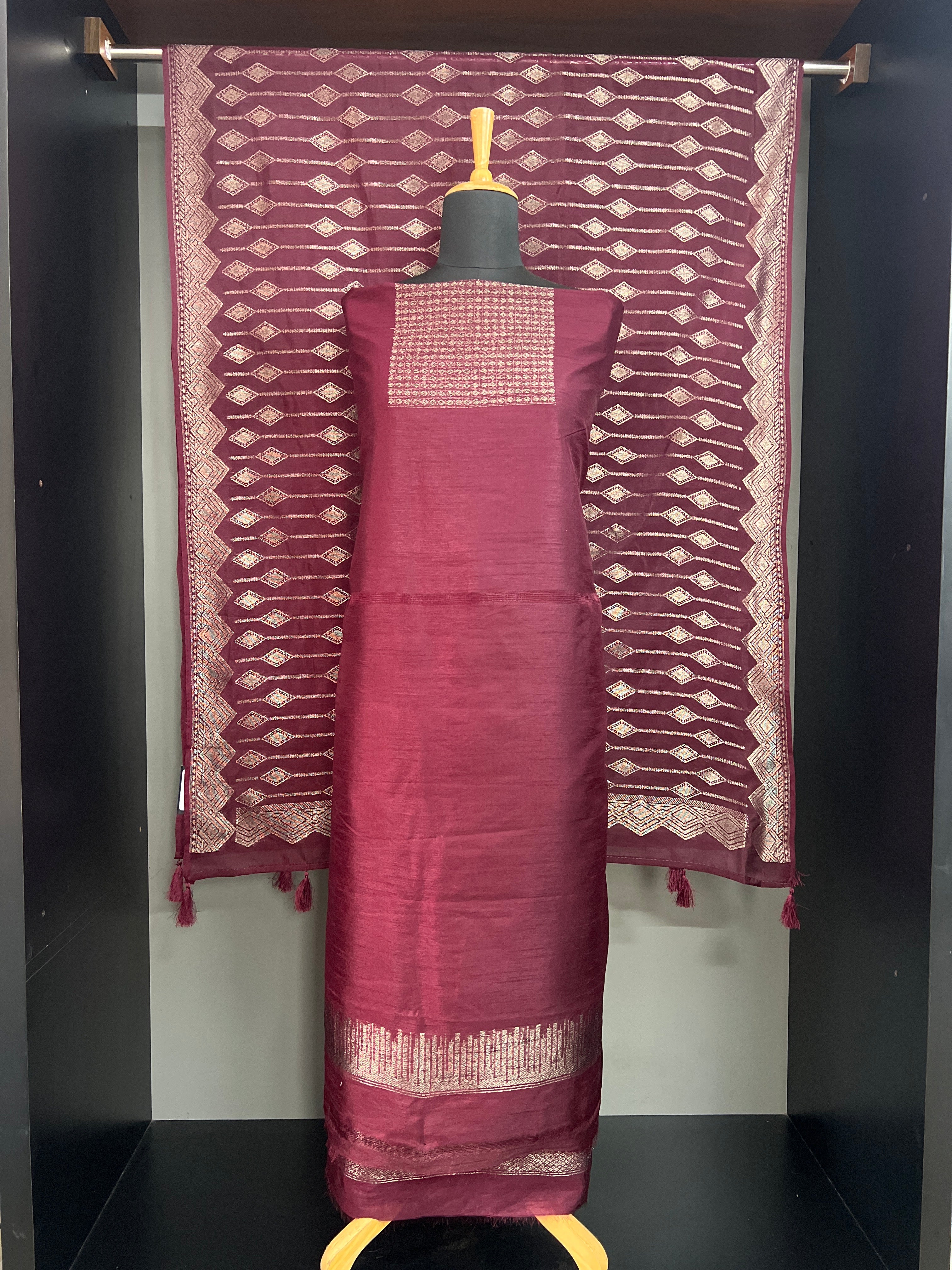 Zari Woven Semi Tussar Salwar Set | YNG1573