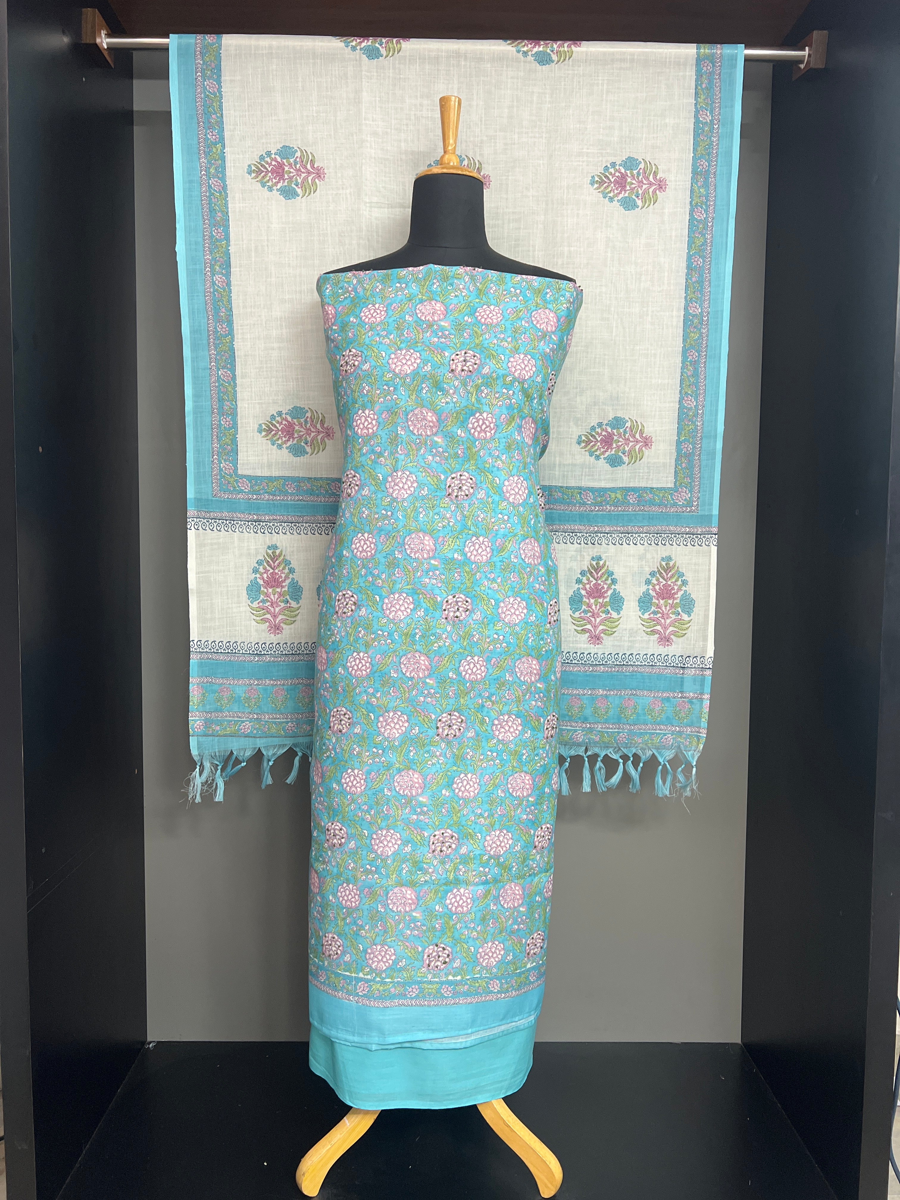 Floral Pattern Linen Cotton Salwar Set  | MF273
