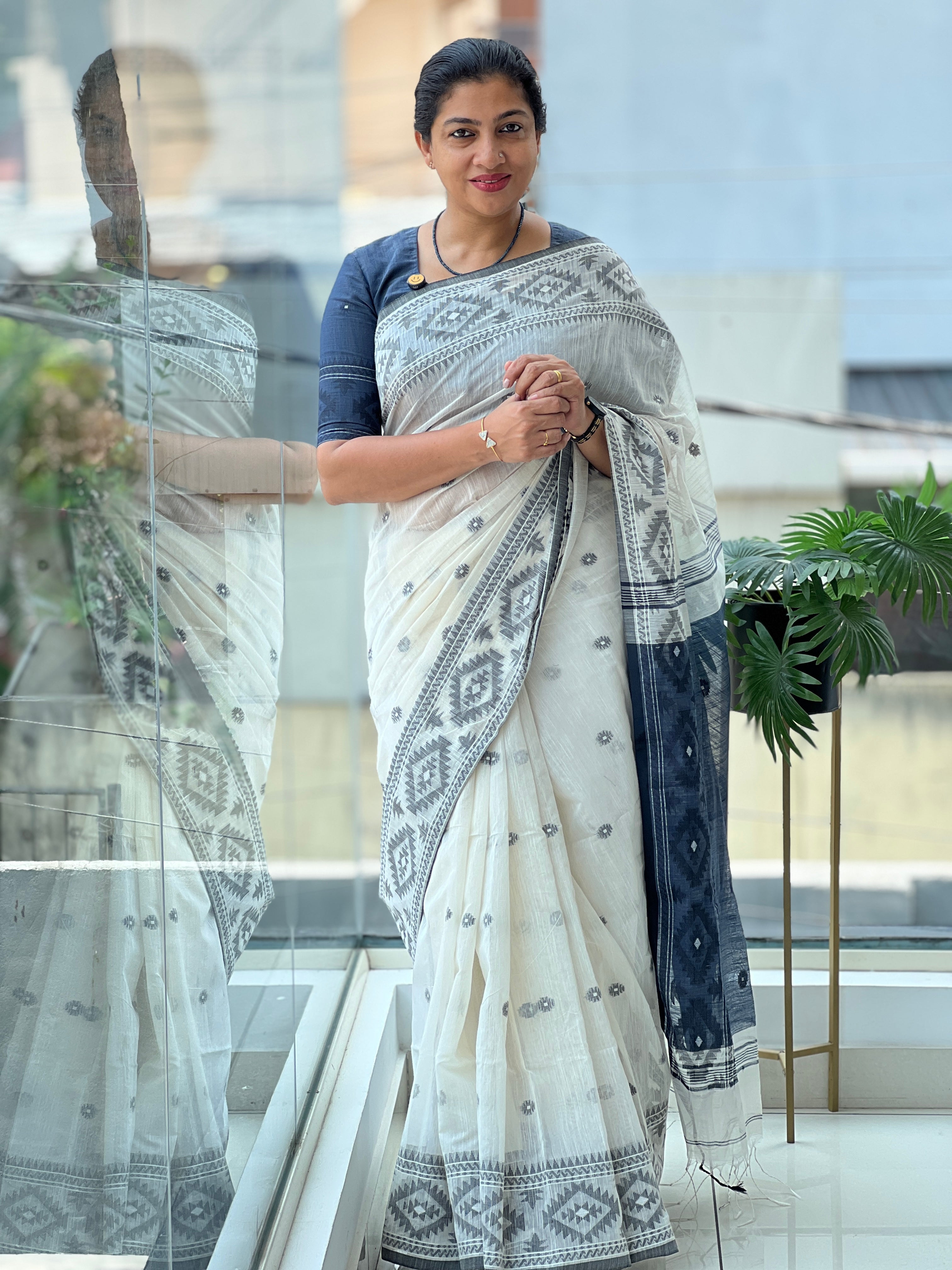 Jamdani Weaving Cotton Blended Saree | RP558