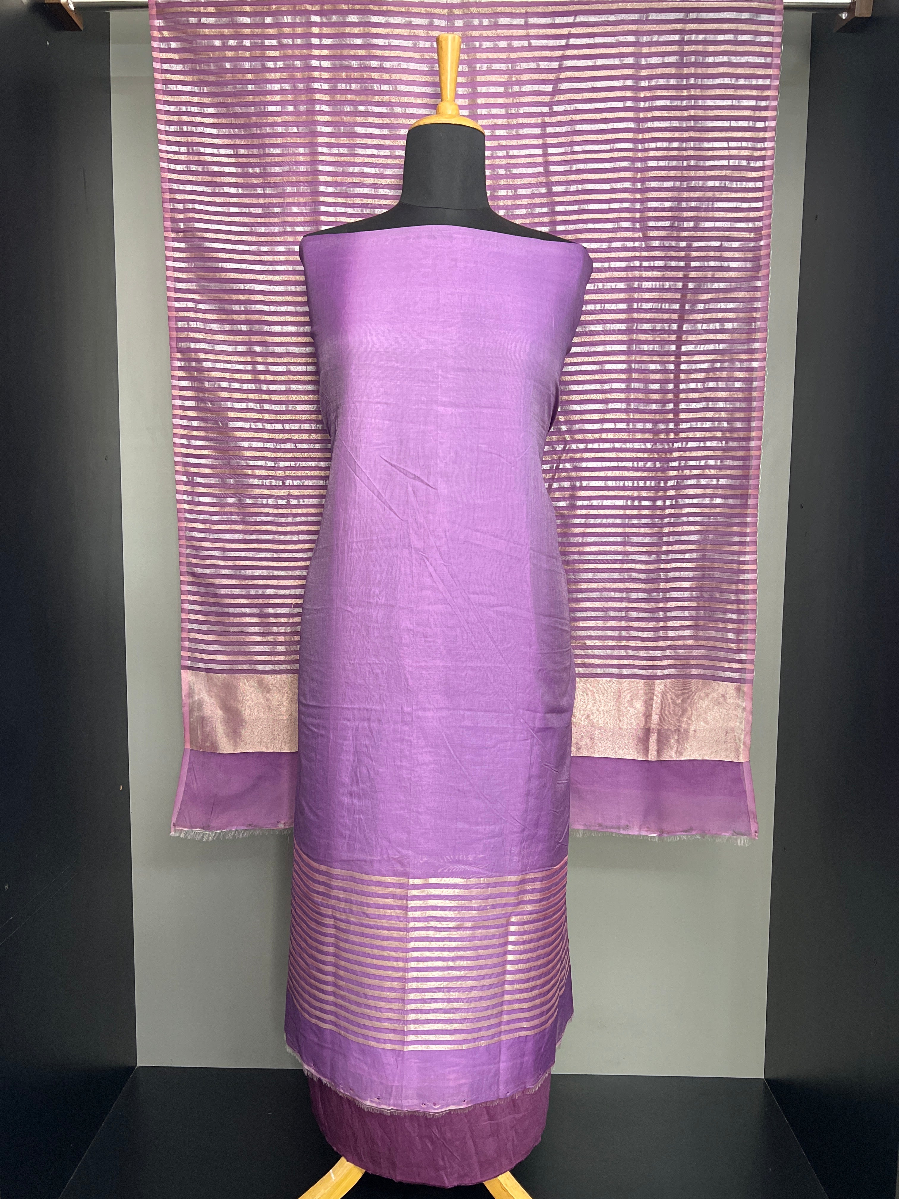 Stripe Weaving Pattern Chanderi Salwar Set | ACF195