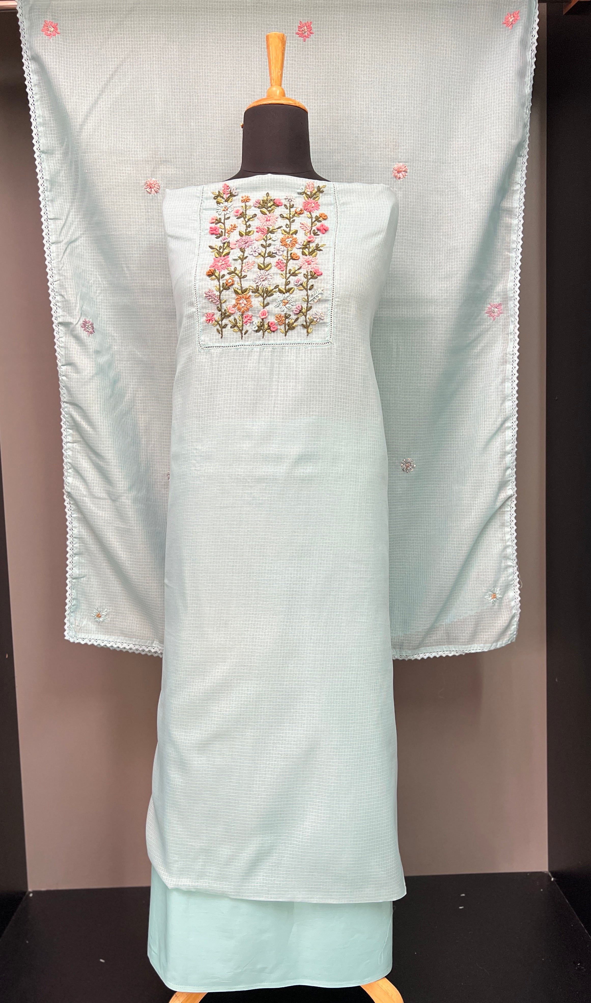 Yoke Hand Embroidery Kota Salwar Set | BLD908