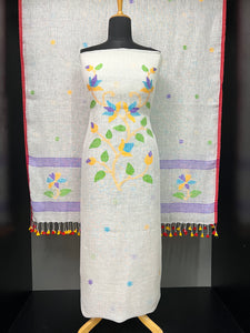 Jamdani Weaved Pure Linen Salwar Set (Without Bottom) | COC110