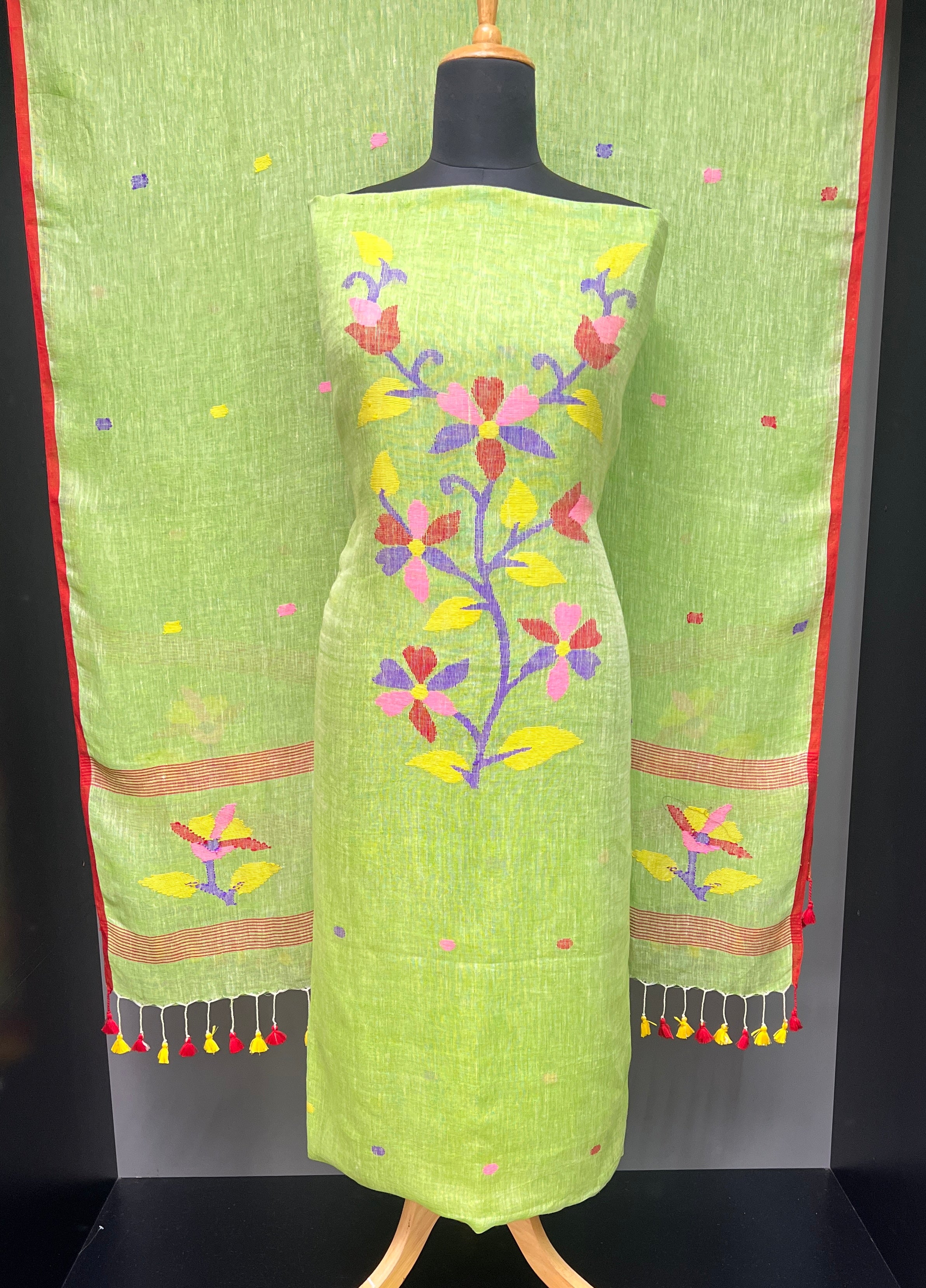 Jamdani Weaved Pure Linen Salwar Set (Without Bottom) | COC112