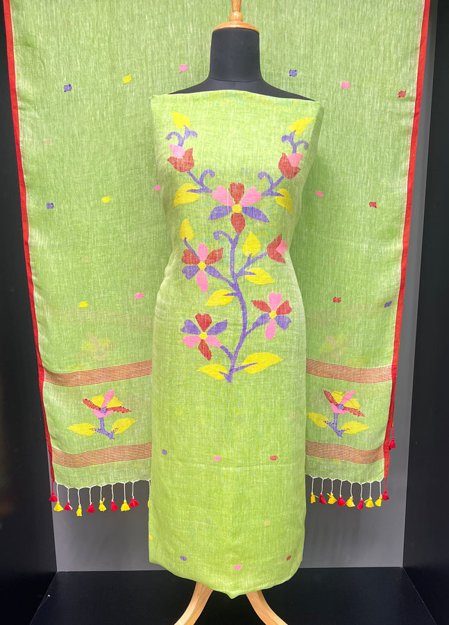 Jamdani Weaved Pure Linen Salwar Set (Without Bottom) | COC112