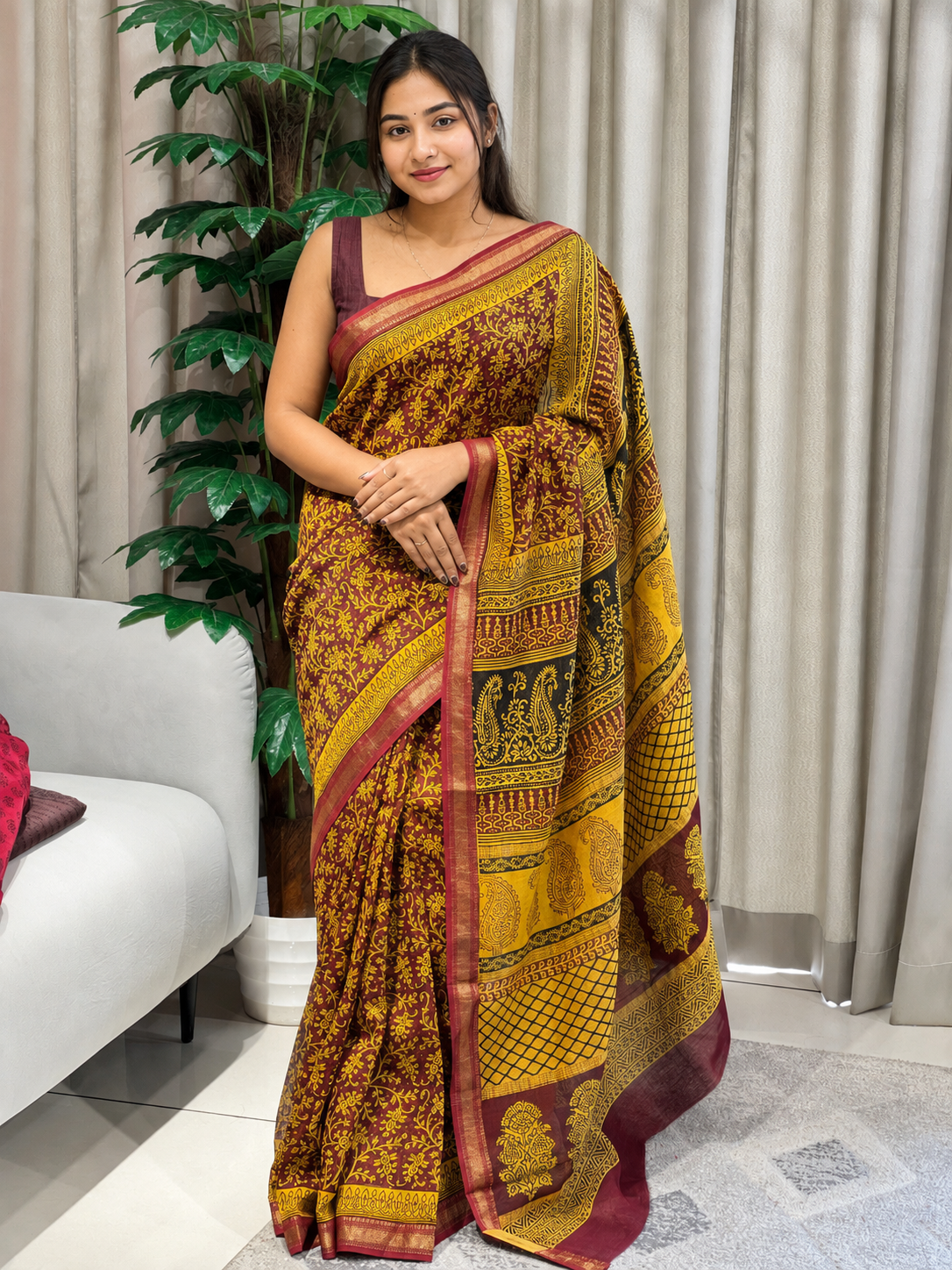 Mangalgiri Border Detailed Chanderi Saree | SVF206
