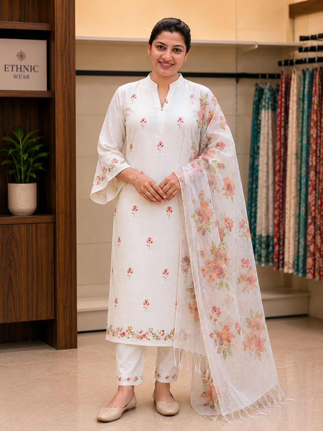 Floral Printed Design Chanderi Salwar Set | MR518