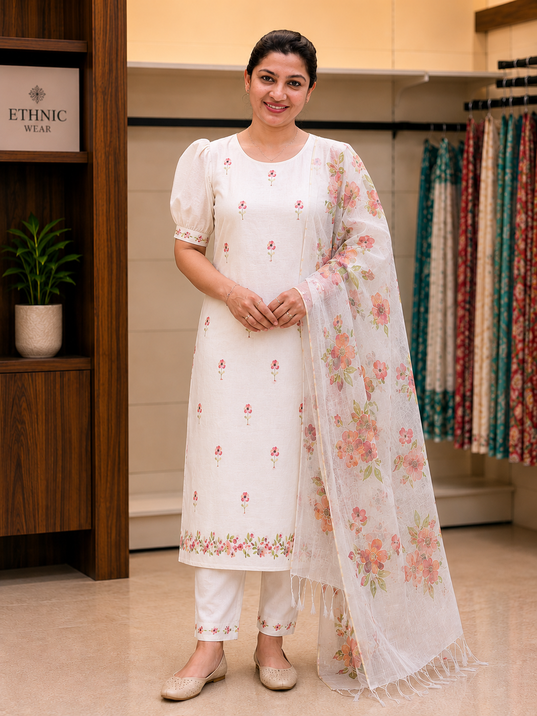 Floral Printed Design Chanderi Salwar Set | MR518