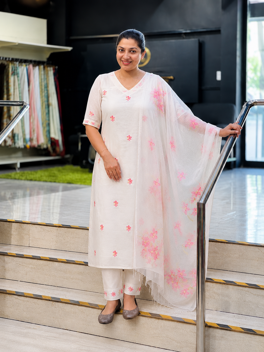 Floral Printed Design Chanderi Salwar Set | MR517