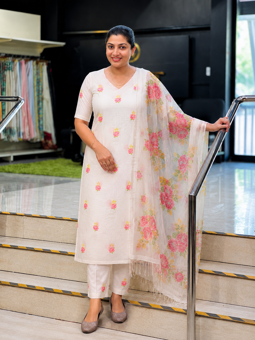 Floral Printed Design Chanderi Salwar Set | MR516