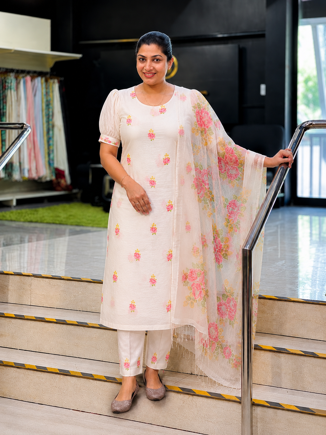 Floral Printed Design Chanderi Salwar Set | MR516