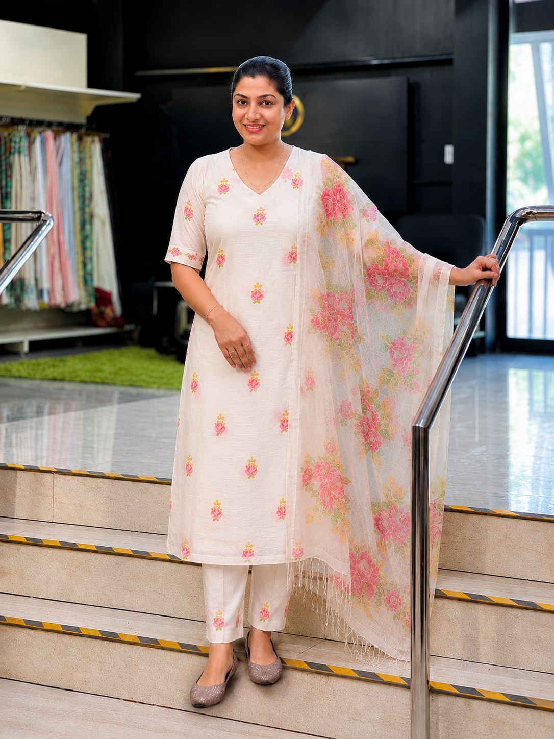 Floral Printed Design Chanderi Salwar Set | MR516