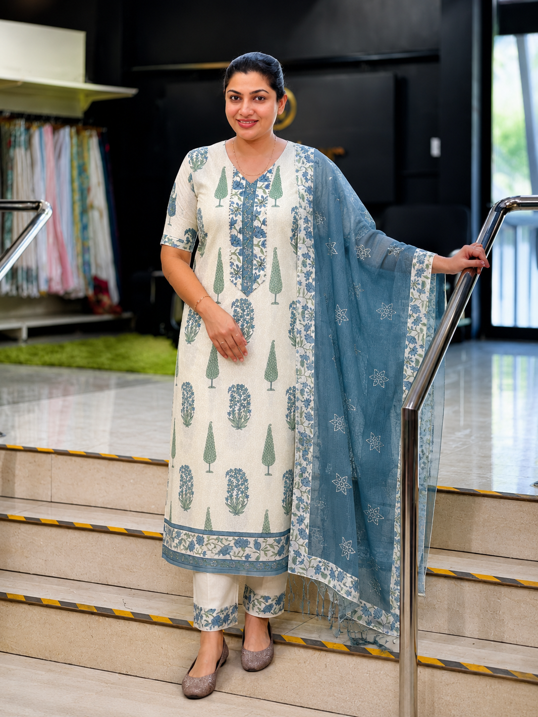 Traditional Printed Pattern Cotton Salwar Set | MF193