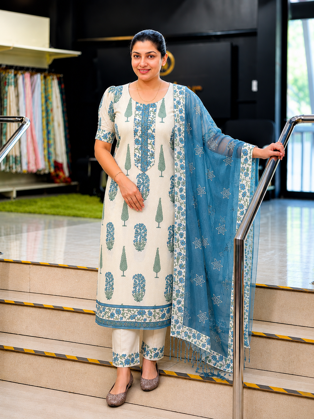 Traditional Printed Pattern Cotton Salwar Set | MF193