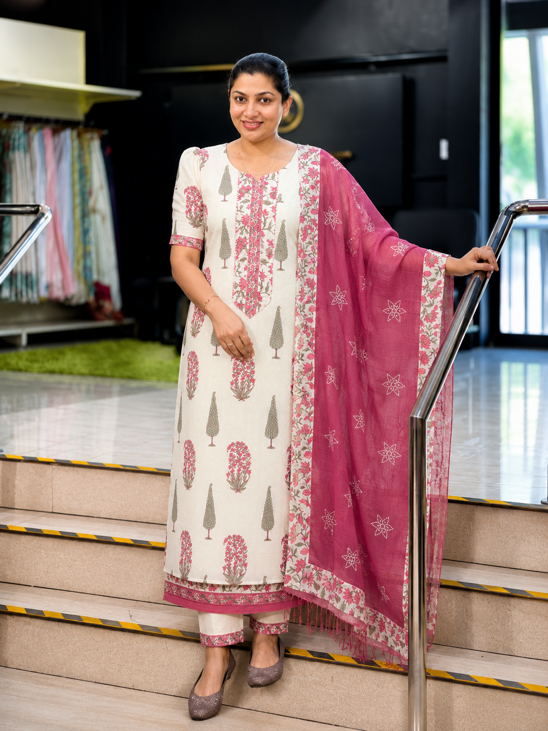 Traditional Printed Pattern Cotton Salwar Set | MF194