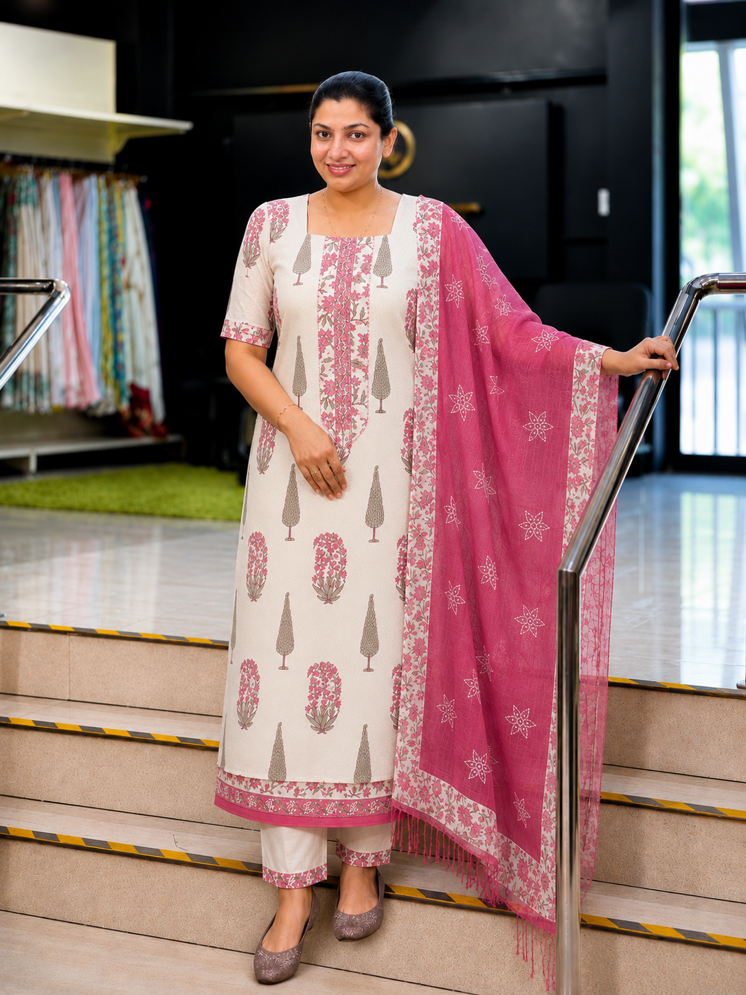 Traditional Printed Pattern Cotton Salwar Set | MF194