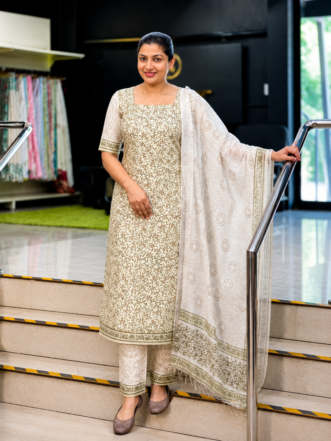 Floral Jaal Pattern Cotton  Salwar Set | MF188