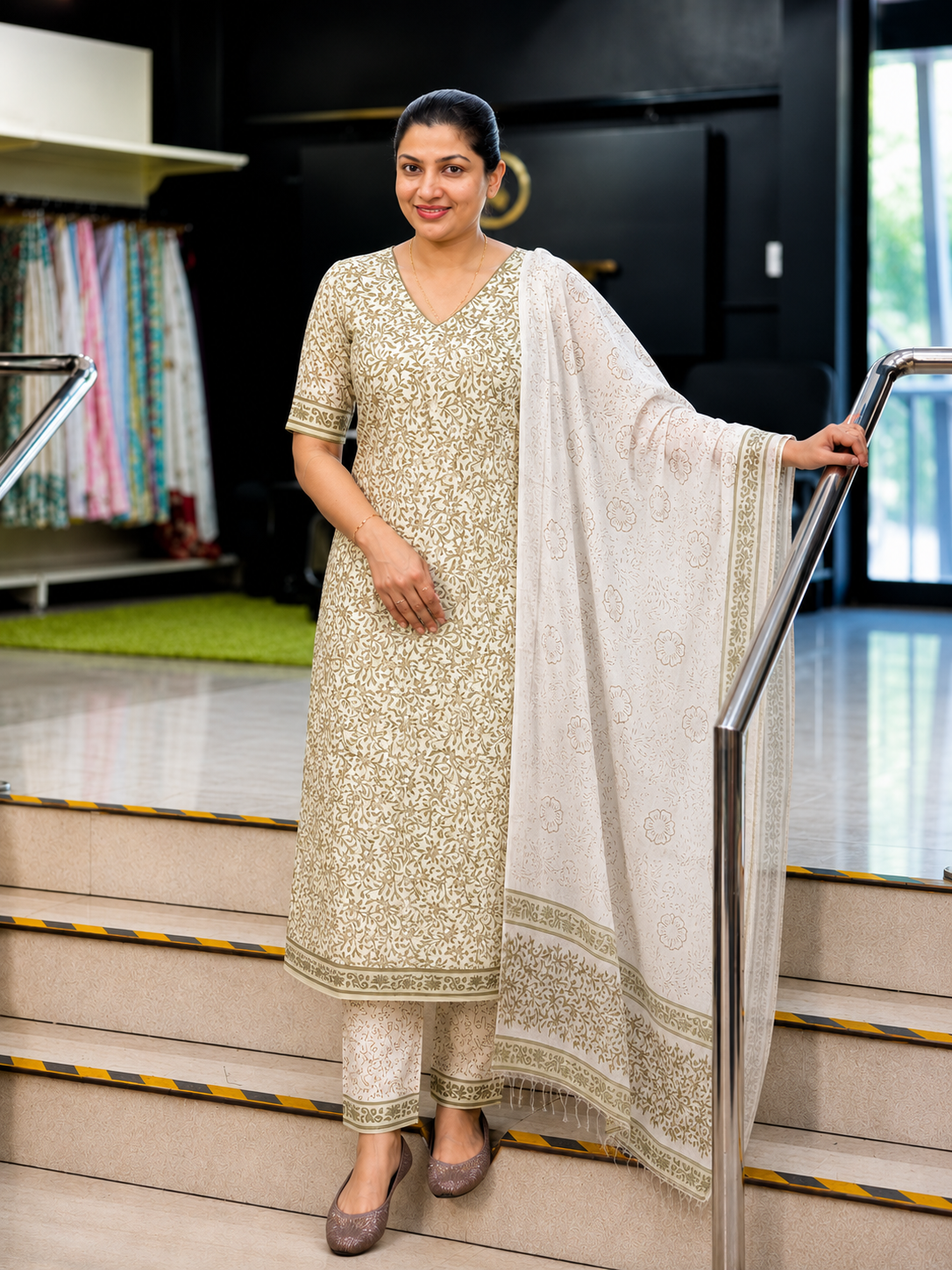 Floral Jaal Pattern Cotton  Salwar Set | MF188