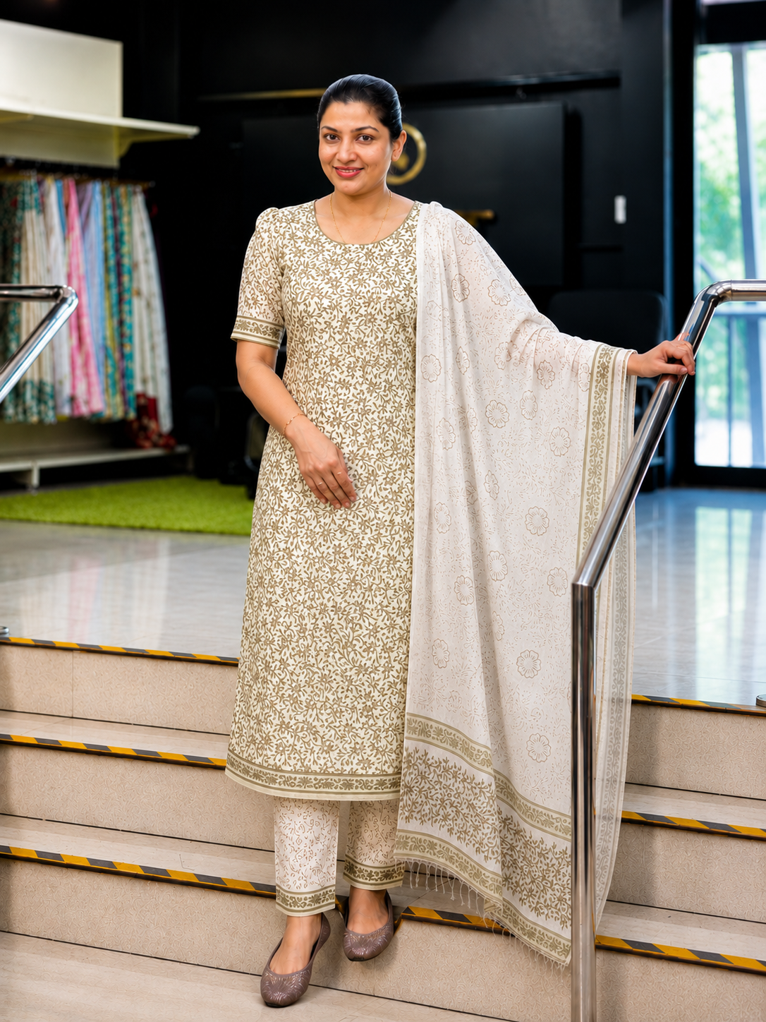 Floral Jaal Pattern Cotton  Salwar Set | MF188