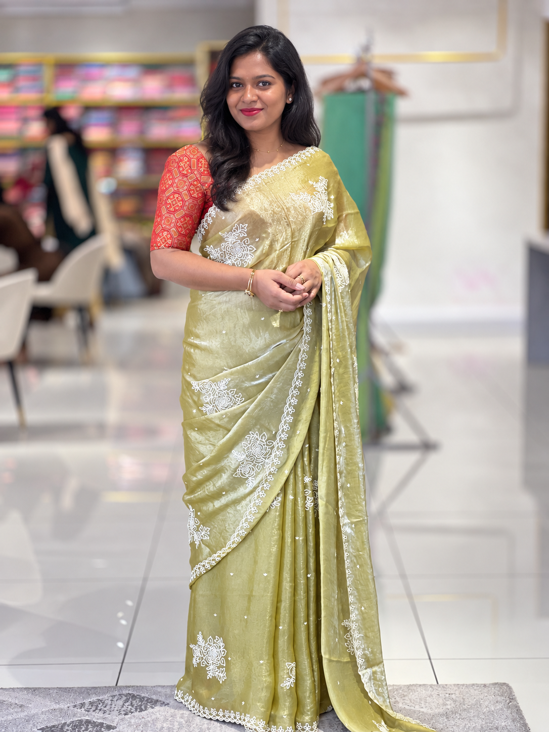 Point Embroidery Nylon Organza Saree | BLD763