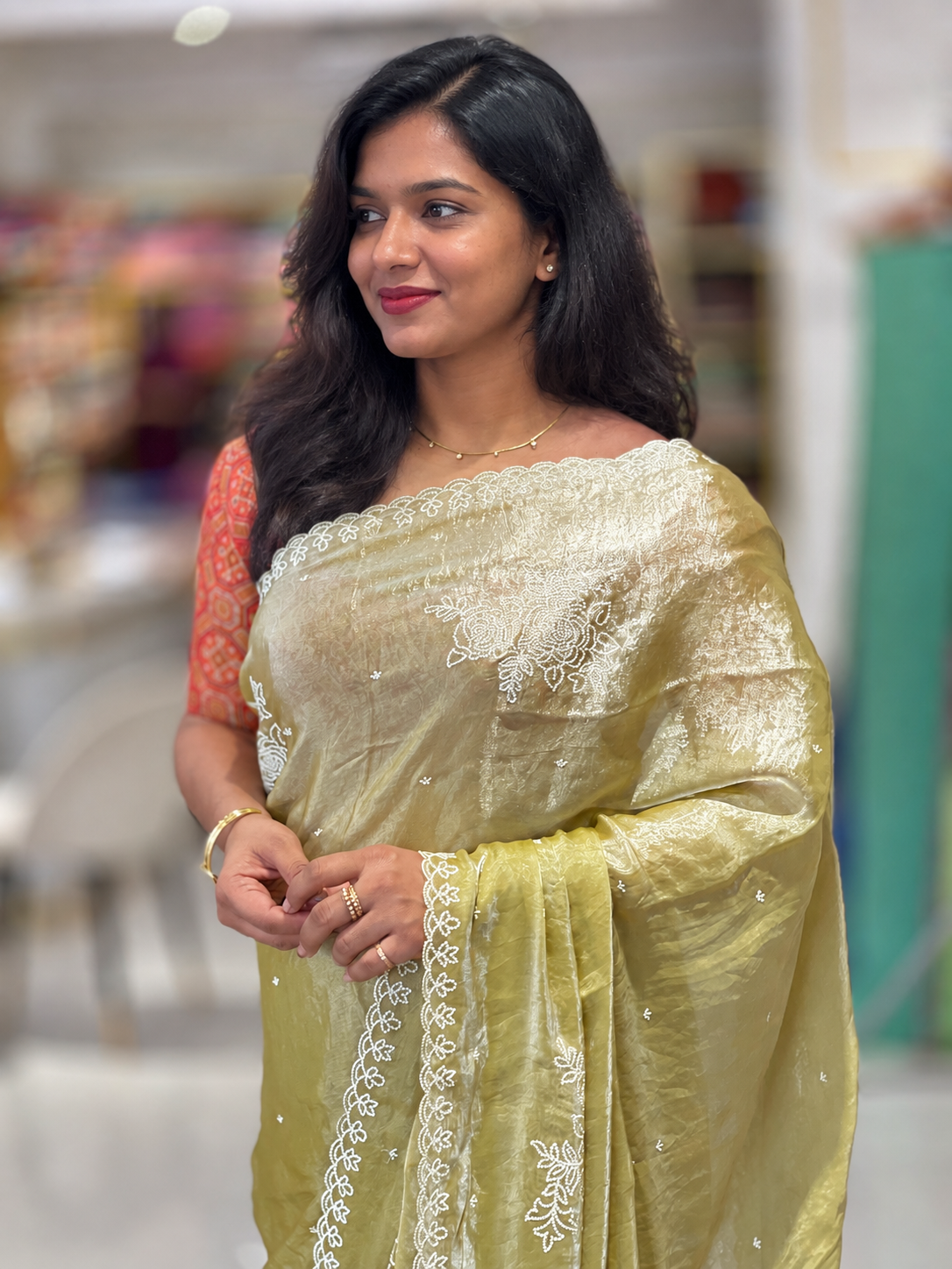 Point Embroidery Nylon Organza Saree | BLD763