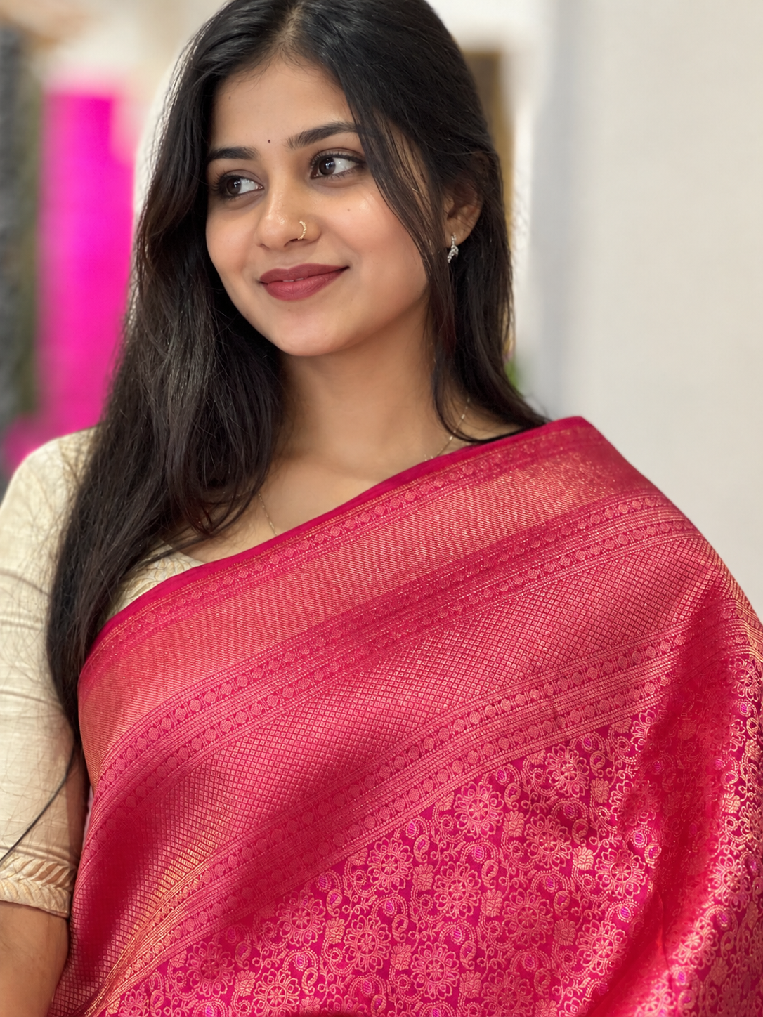Meenakari Patterned Handloom Kanchipuram Saree | SME138