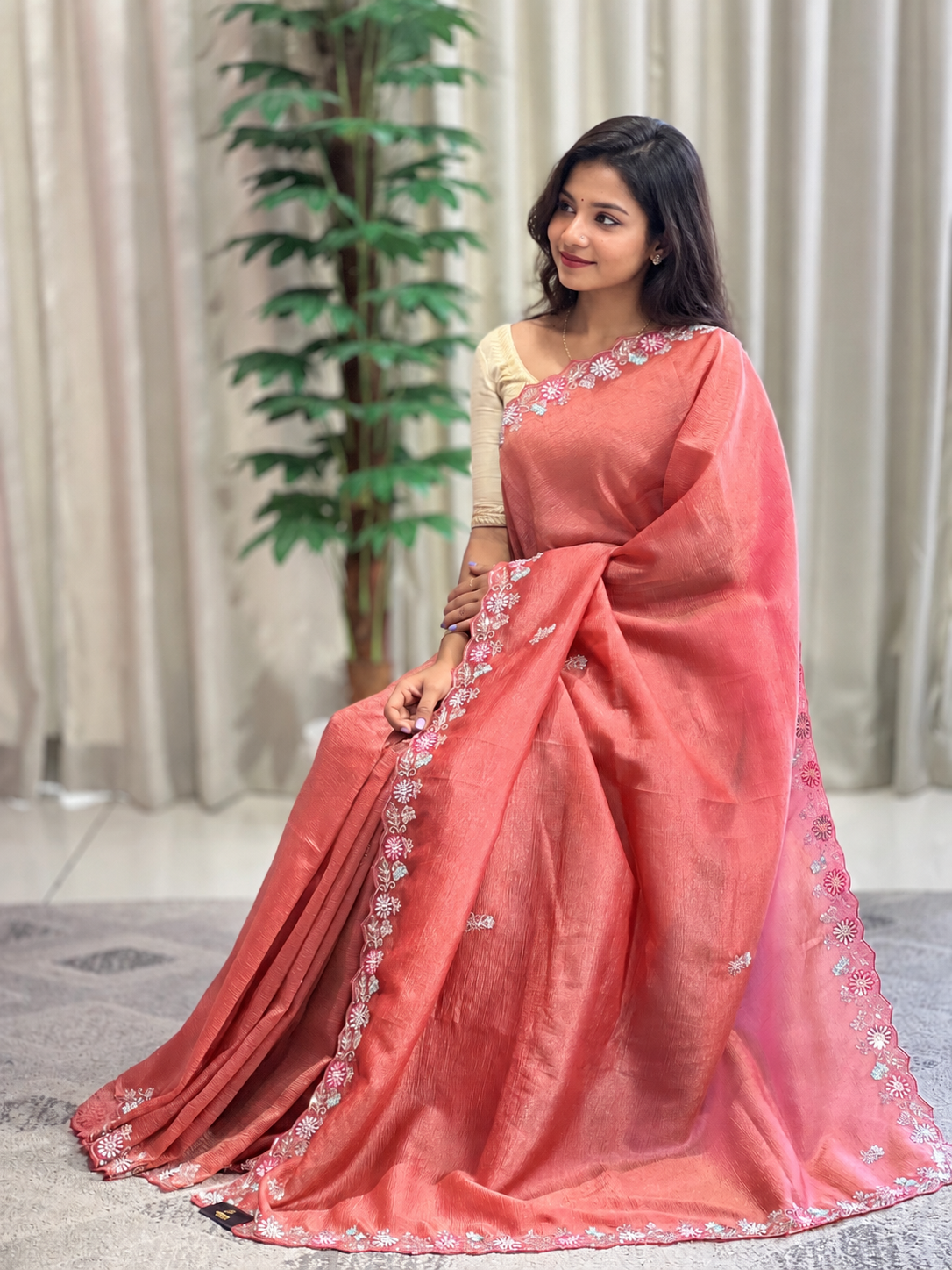 Party Wear Crushed Organza Saree |  SBP953