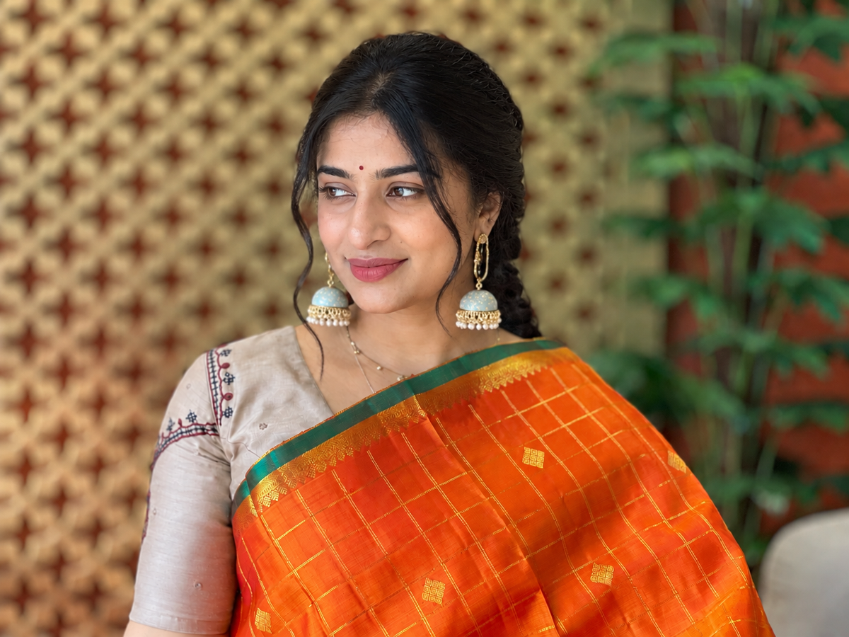 Kolam Designed Handloom Kanchipuram Saree | OM202