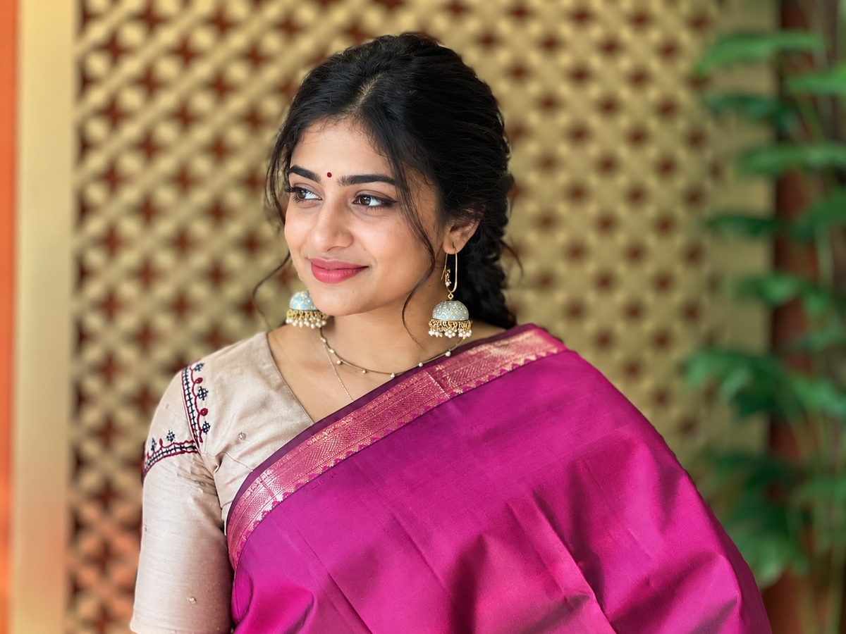 Thin Temple Border Detailed Handloom Kanchipuram Saree | OM195