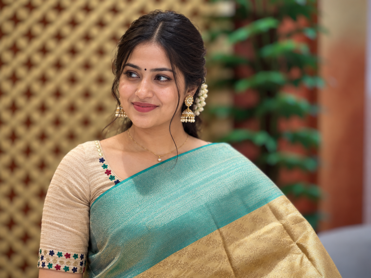 Floral Jaal Designed Kanchipuram Saree | SME196