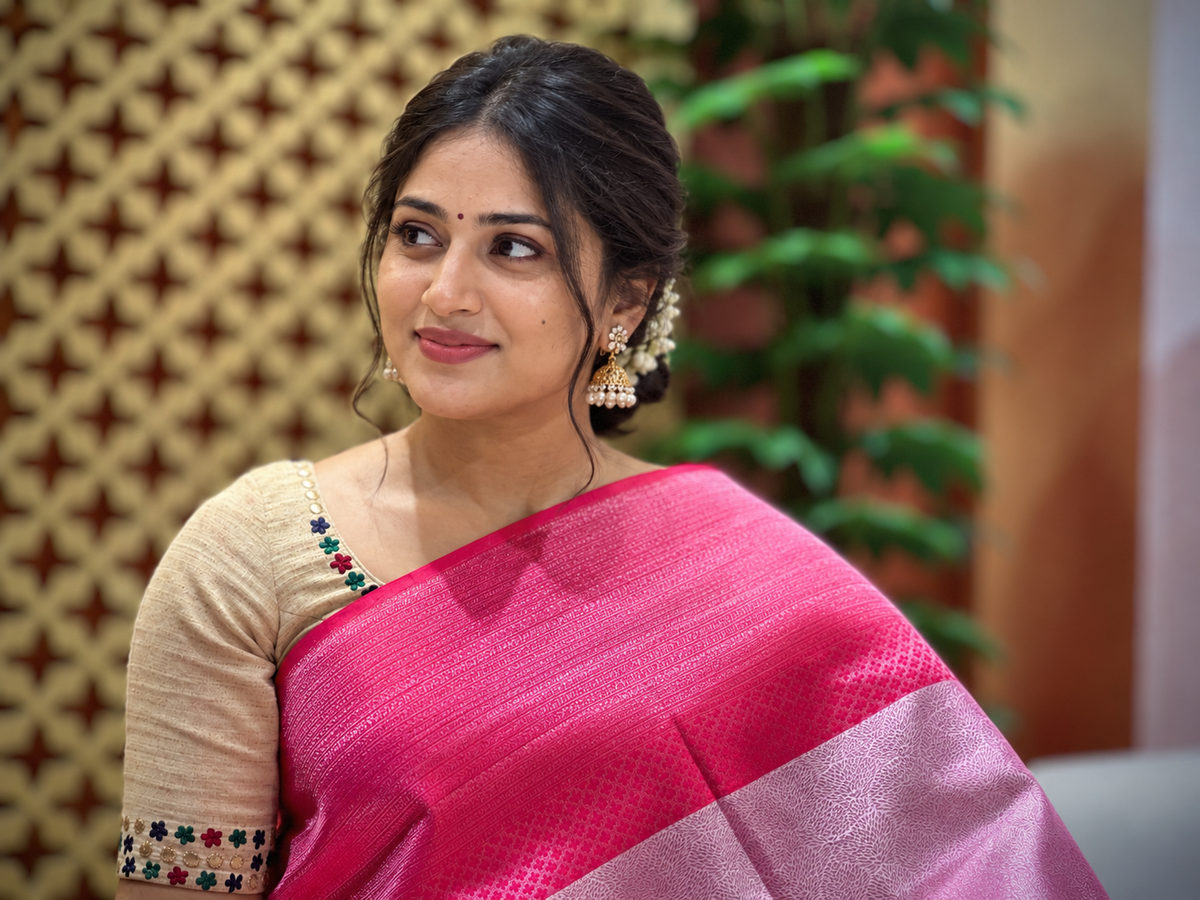 Pink Zari Woven Kanchipuram Saree | SME197