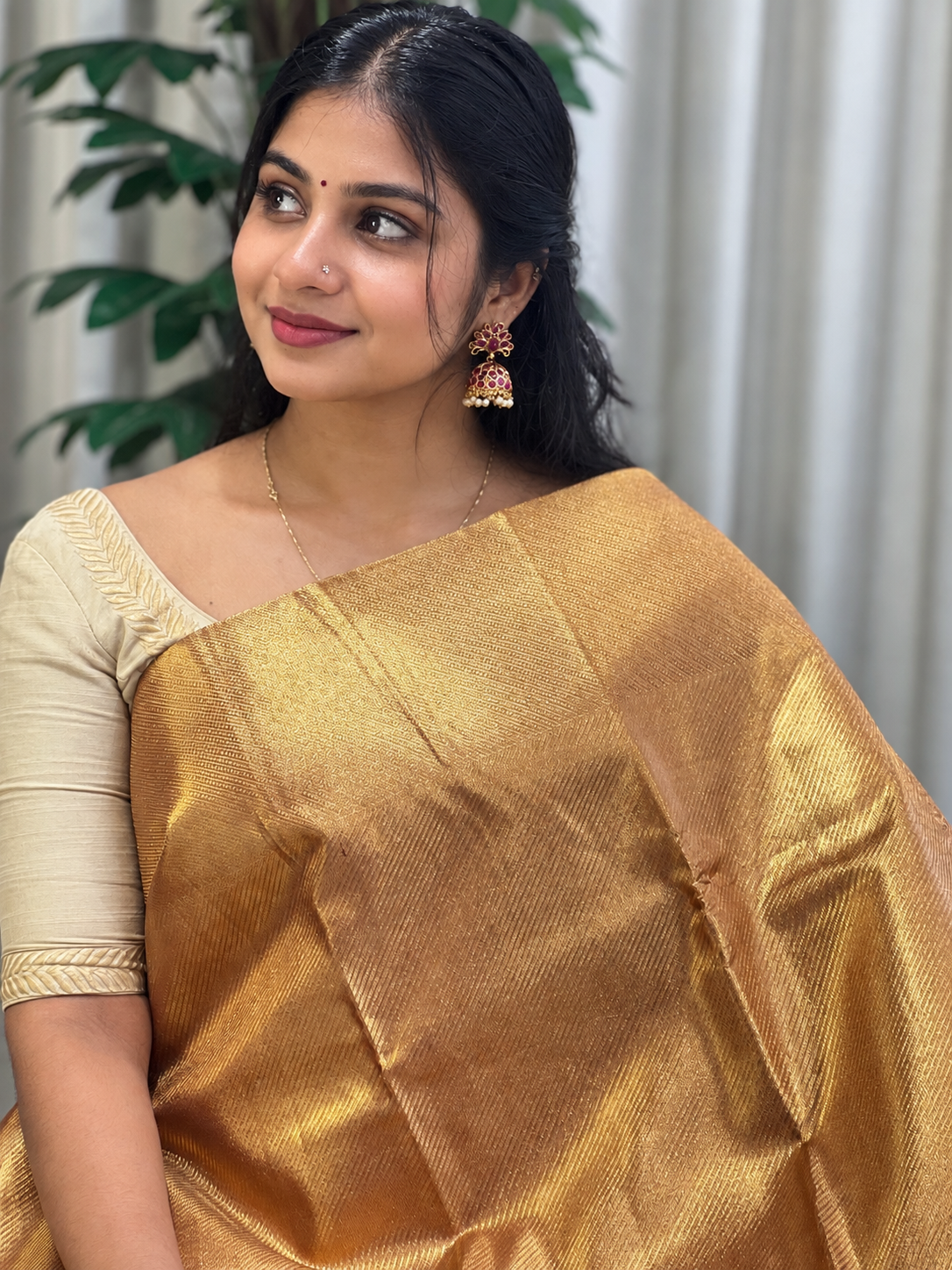 Traditional Diagonal Patterned Handloom Kanchipuram Saree | OM262