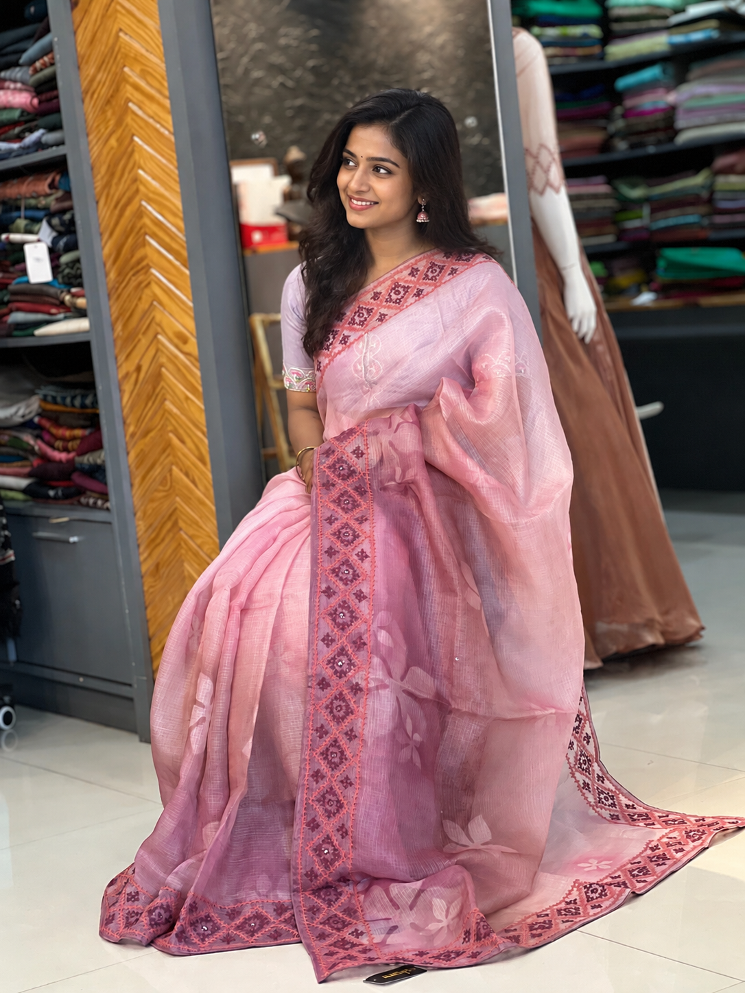 Kutchwork Emboridery Tussar Kota Saree | SBS857
