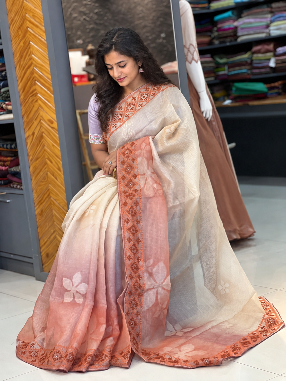 Kutchwork Emboridery Tussar Kota Saree | SBS857
