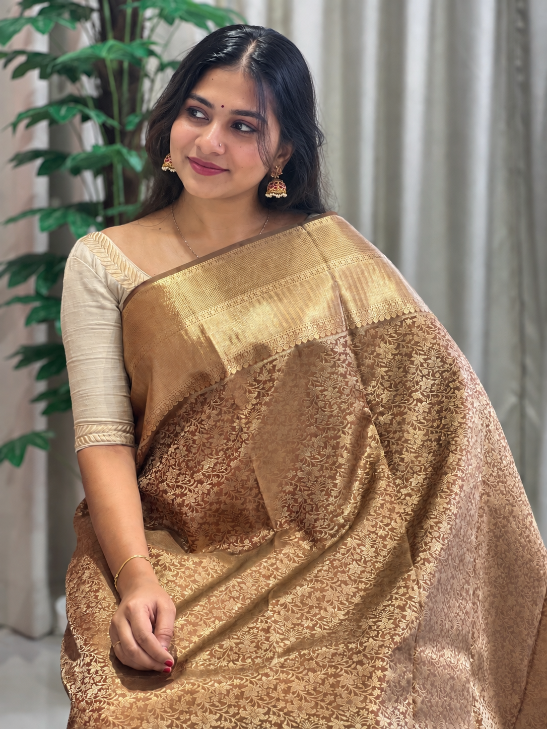Floral Jaal Pattern Kanchipuram Saree | OM257