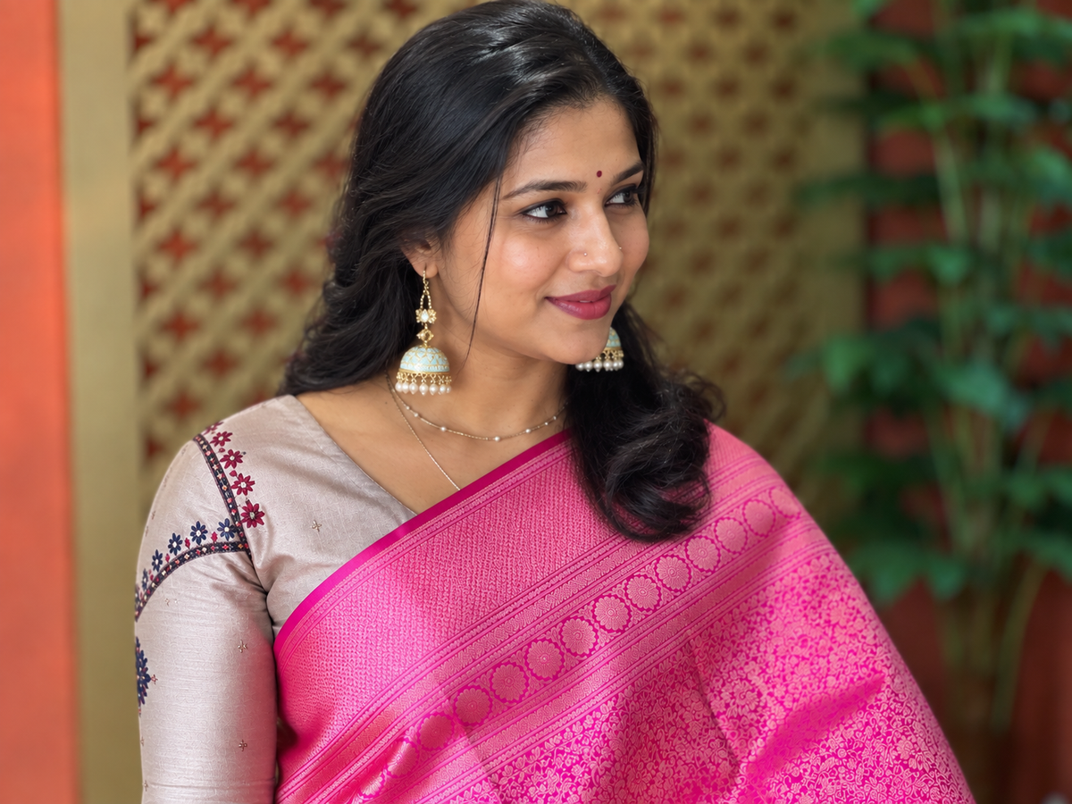 Floral Jaal Weaving Kanchipuram Saree | HH225
