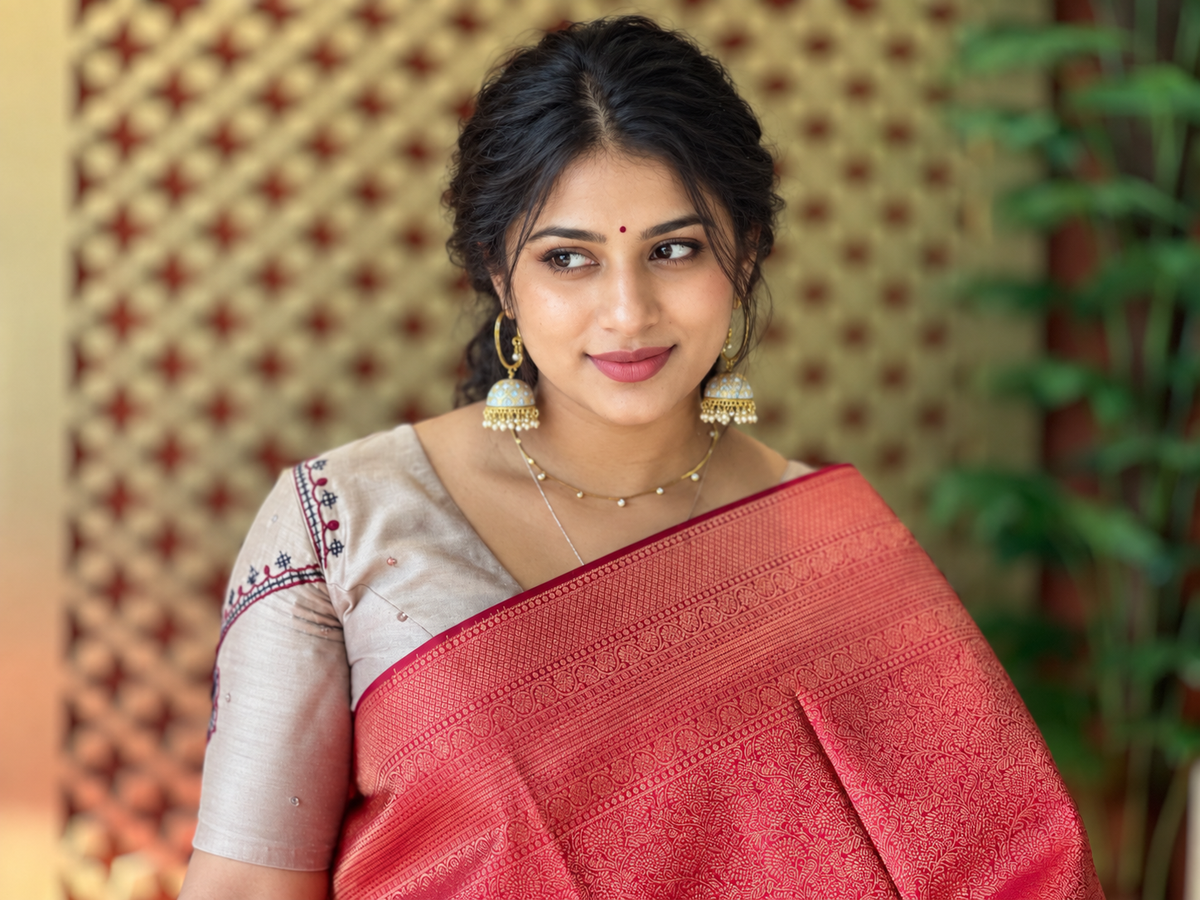 Zari Woven Floral Patterned Kanchipuram Saree | HH221
