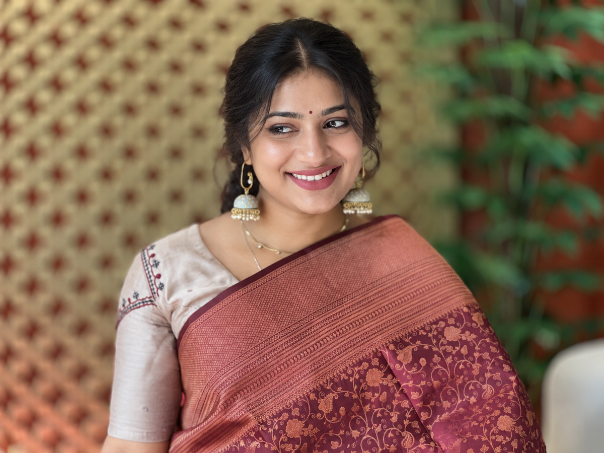 Copper Zari Woven Handloom Kanchipuram Saree | HH218