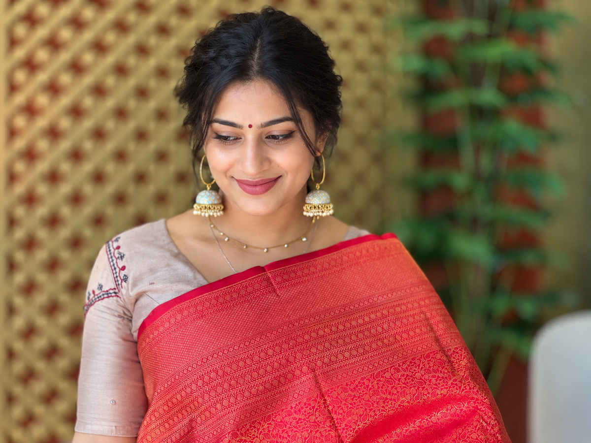 Floral Paisley Patterned Handloom Kanchipuram Saree | HH220