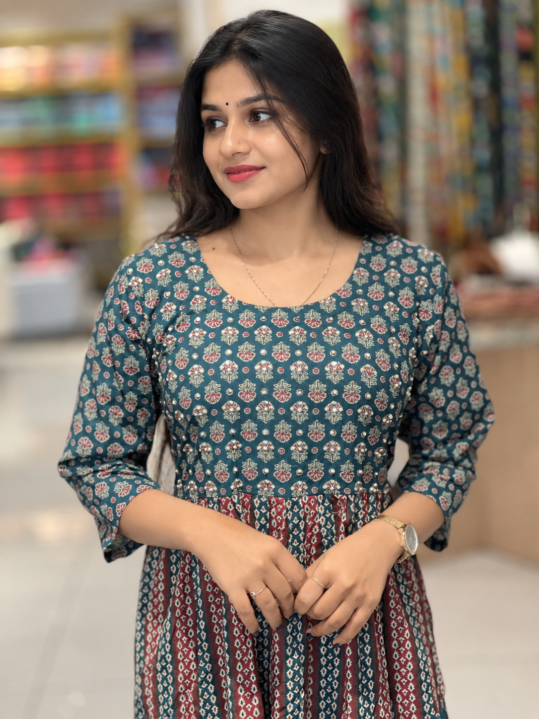 Floral Print Pattern Pure Cotton Kurta | OS462