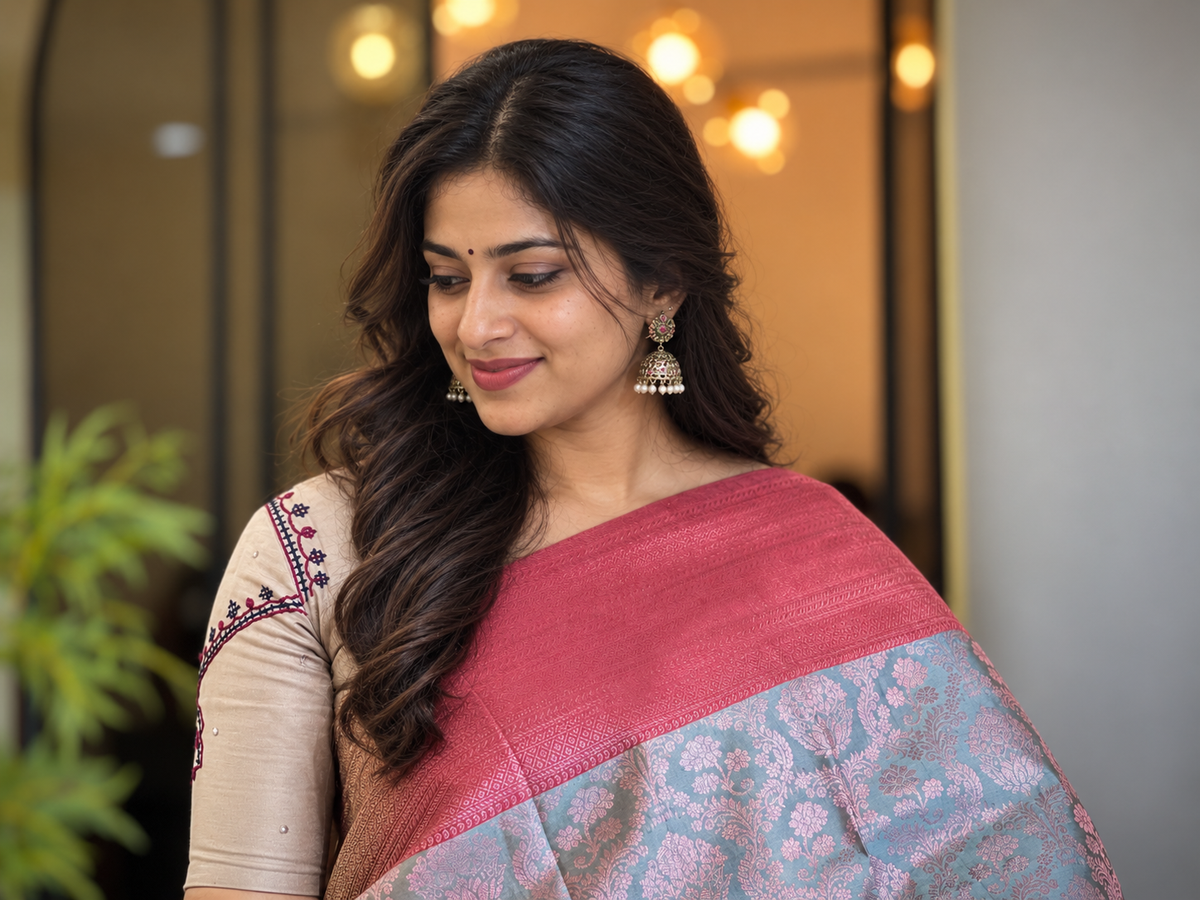 Traditional Floral Pattern Kanchipuram Saree | OM174