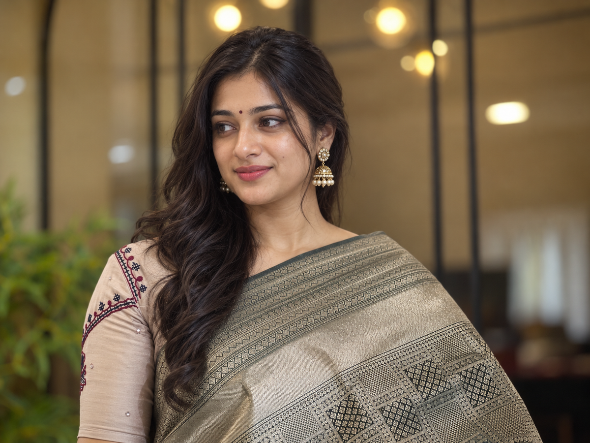 Geometrical Weaving Hand Woven Kanchipuram Saree | OM151