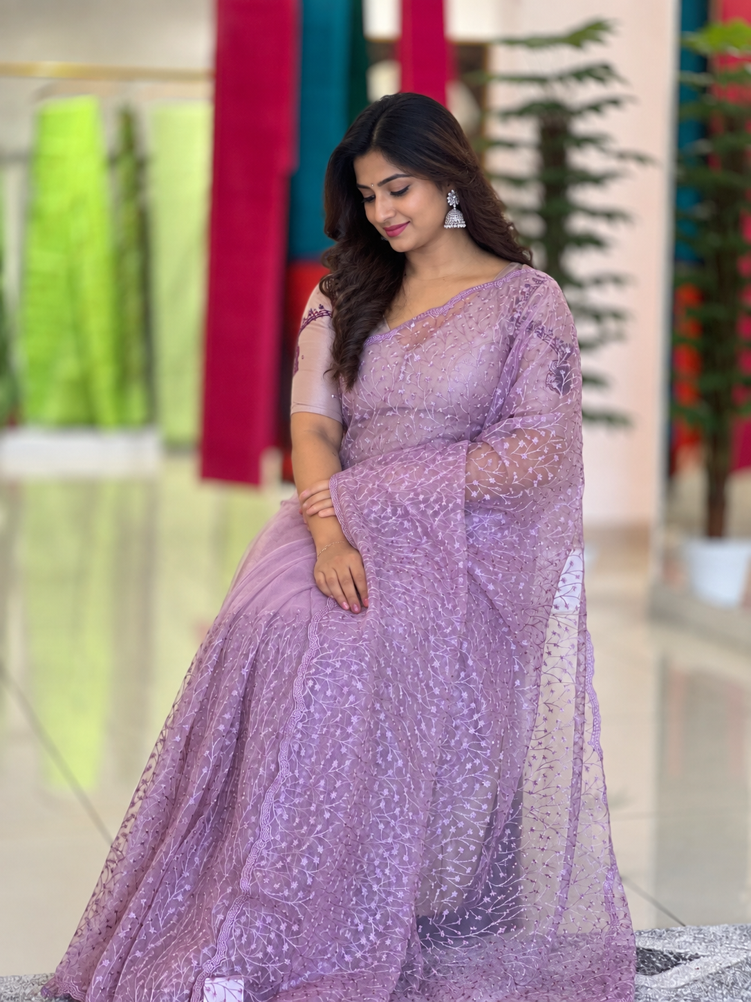 Embroidered Net Sarees | SBP306