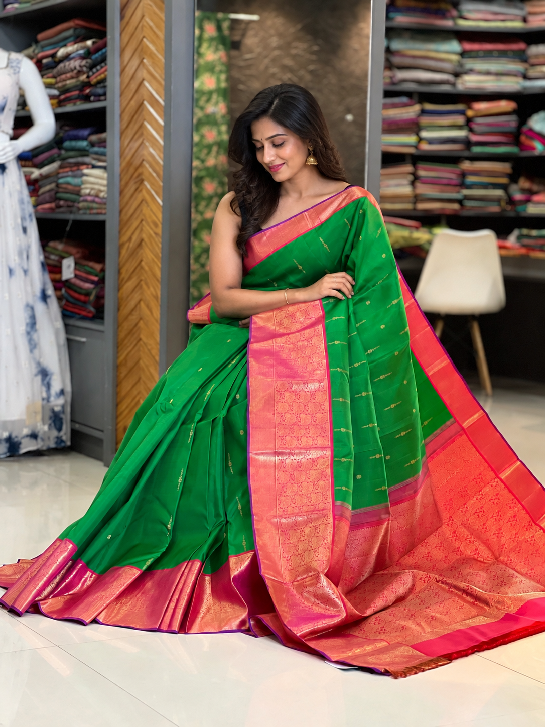 Green Color Kanchipuram Saree | AK136