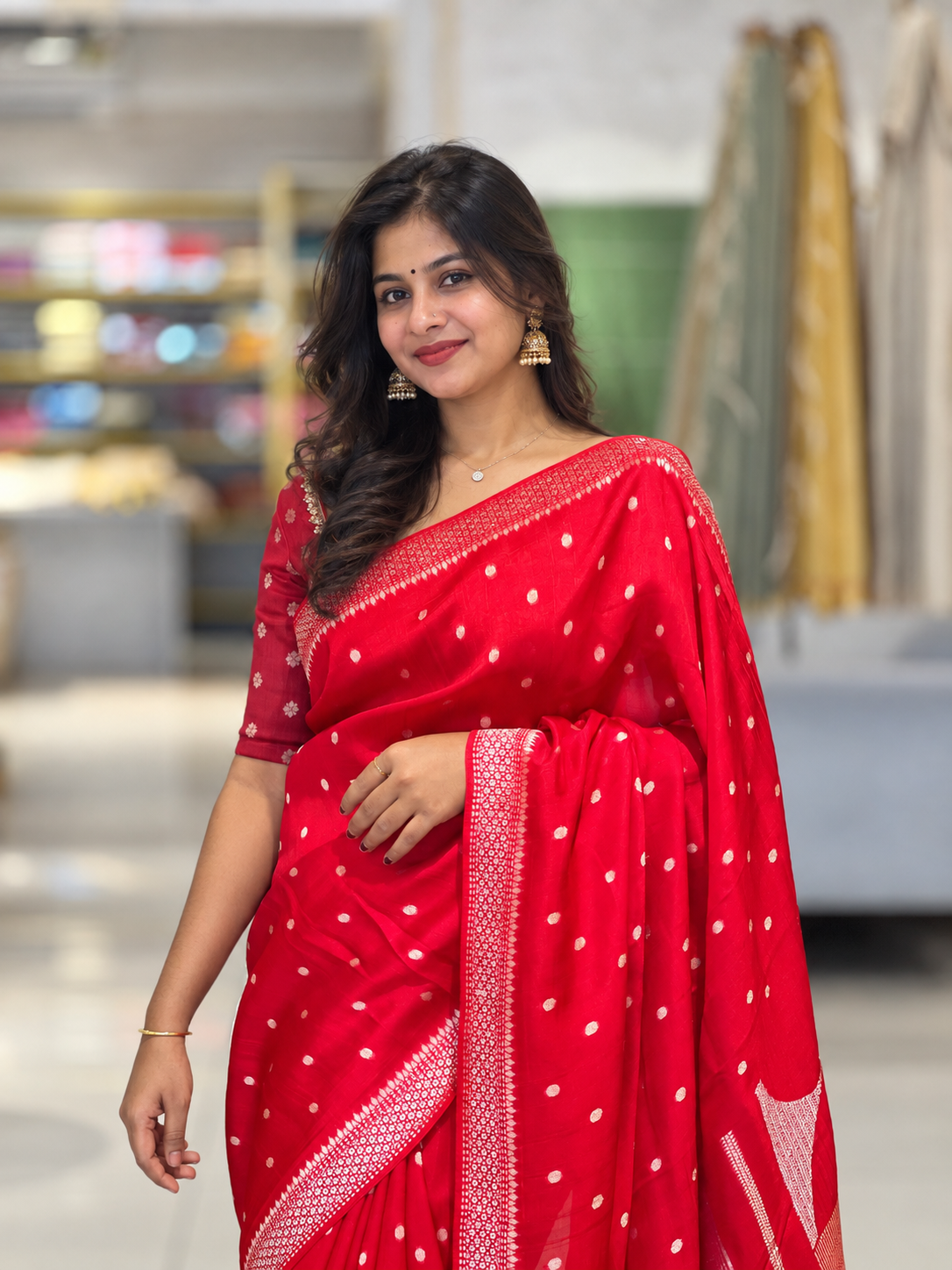 Zari Buta Detailed Banarasi Silk Saree | DVS177